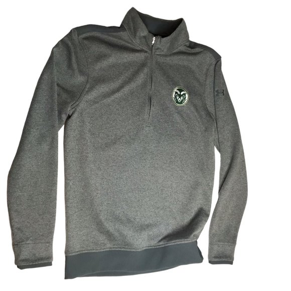 UNDER ARMOUR Half-Zip Pullover Sweater Gray Size Men's Small.COLDGEAR Rams
